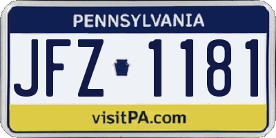 PA license plate JFZ1181