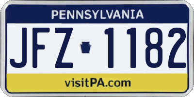 PA license plate JFZ1182