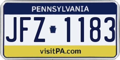 PA license plate JFZ1183