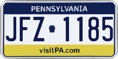 PA license plate JFZ1185