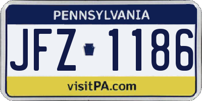 PA license plate JFZ1186