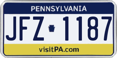 PA license plate JFZ1187