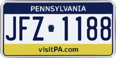 PA license plate JFZ1188