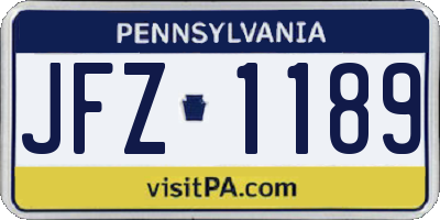 PA license plate JFZ1189