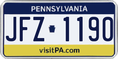 PA license plate JFZ1190