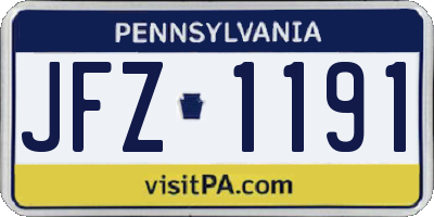 PA license plate JFZ1191