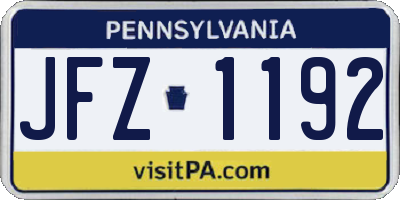 PA license plate JFZ1192