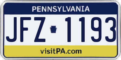 PA license plate JFZ1193