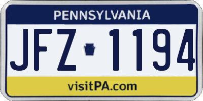 PA license plate JFZ1194