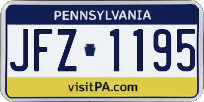 PA license plate JFZ1195