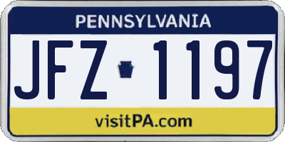 PA license plate JFZ1197