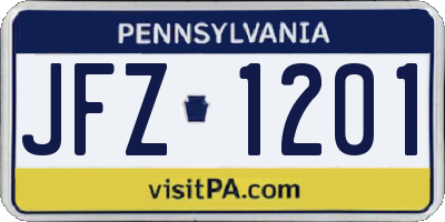 PA license plate JFZ1201