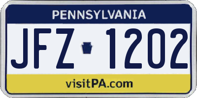 PA license plate JFZ1202