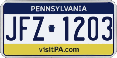 PA license plate JFZ1203