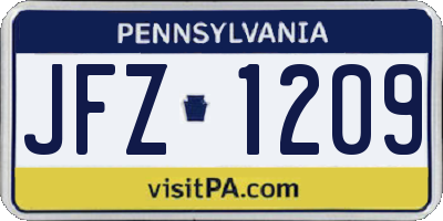 PA license plate JFZ1209