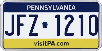 PA license plate JFZ1210