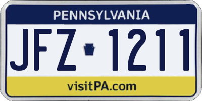 PA license plate JFZ1211