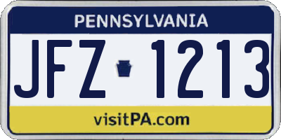 PA license plate JFZ1213