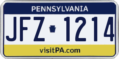 PA license plate JFZ1214