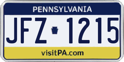 PA license plate JFZ1215