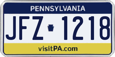 PA license plate JFZ1218