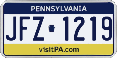 PA license plate JFZ1219