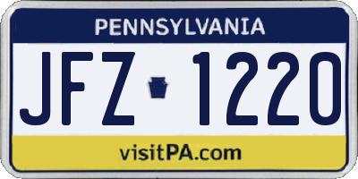 PA license plate JFZ1220