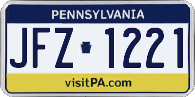 PA license plate JFZ1221