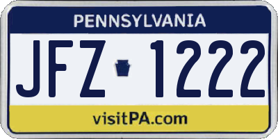 PA license plate JFZ1222