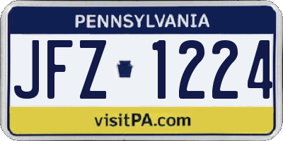 PA license plate JFZ1224