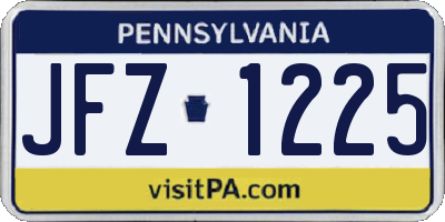 PA license plate JFZ1225