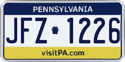 PA license plate JFZ1226