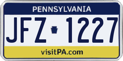 PA license plate JFZ1227