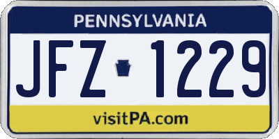 PA license plate JFZ1229