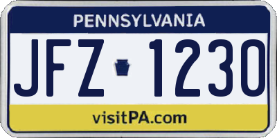 PA license plate JFZ1230