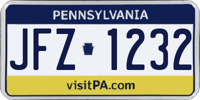 PA license plate JFZ1232