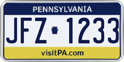 PA license plate JFZ1233