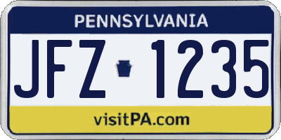 PA license plate JFZ1235