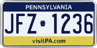 PA license plate JFZ1236