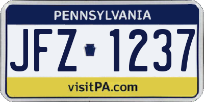 PA license plate JFZ1237