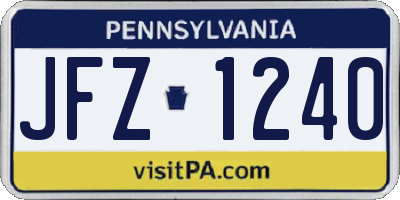 PA license plate JFZ1240