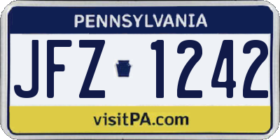 PA license plate JFZ1242