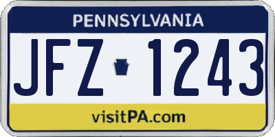 PA license plate JFZ1243