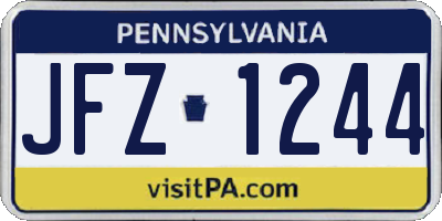 PA license plate JFZ1244