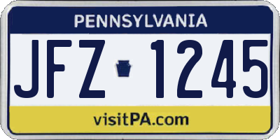 PA license plate JFZ1245