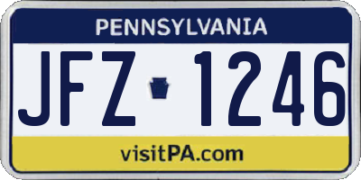 PA license plate JFZ1246