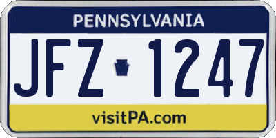 PA license plate JFZ1247
