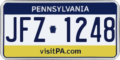 PA license plate JFZ1248