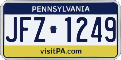 PA license plate JFZ1249