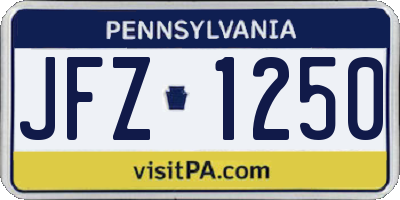 PA license plate JFZ1250